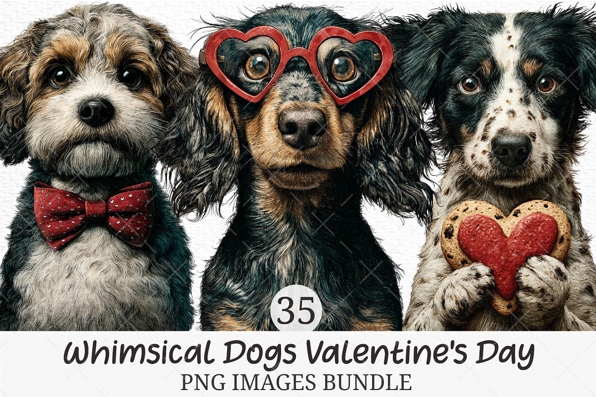Whimsical Dogs Valentine's Day Png, an Illustration by Craft Nest (Photo 1 of 9)