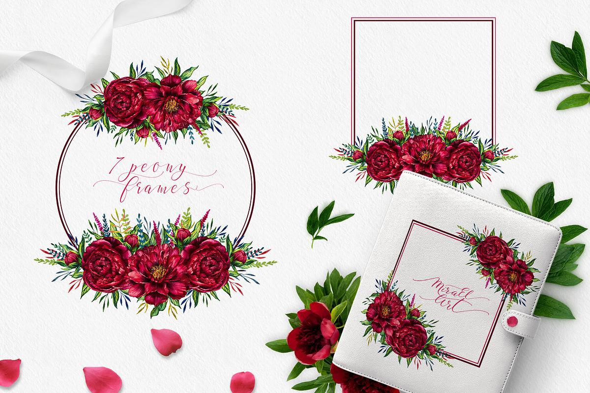 Watercolor peony flower, an Illustration by MiraEl Art (Photo 3 of 15)