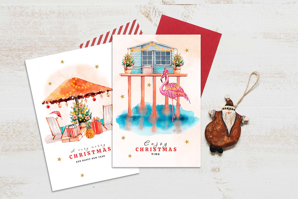 Watercolor Tropical Christmas set, a Seasonal Illustration by VerAna (Photo 8 of 19)