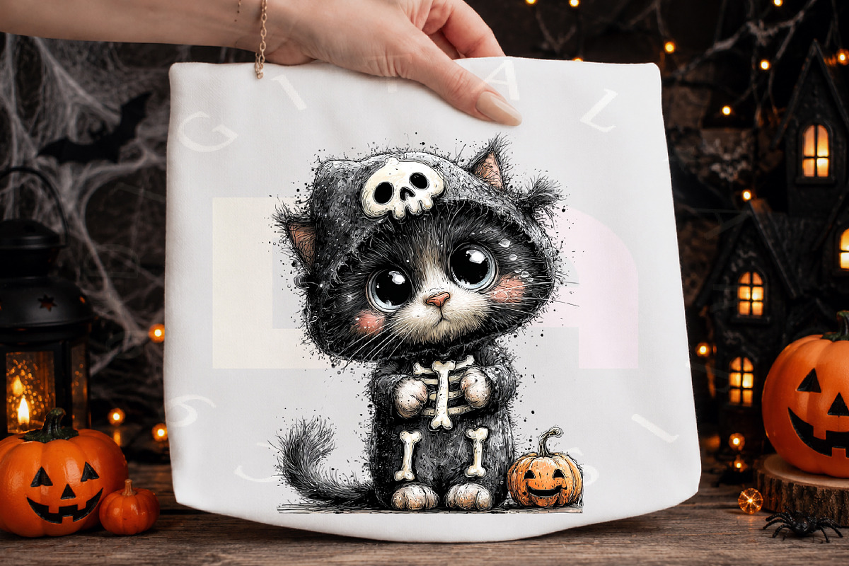 Whimsical Halloween Cat Clipart PNG, a Transportation Illustration by Digital Artistic99 (Photo 4 of 7)
