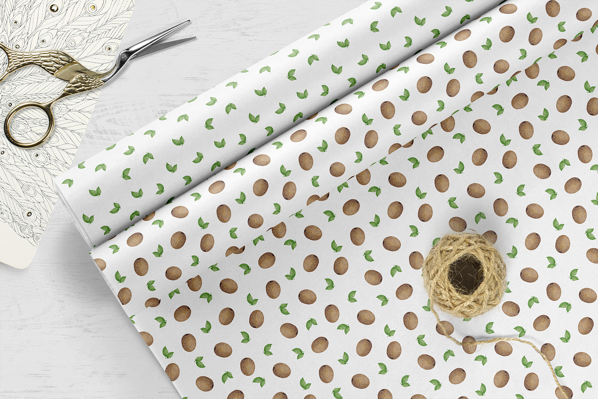 Watercolor Kiwi Seamless Pattern Set, a Pattern Graphic by Oksana Dovhopol Art (Photo 9 of 11)