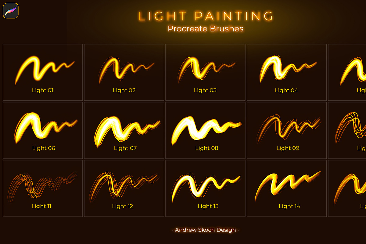 Light Painting Procreate Brushes, a Brush Add-On by Andrew Skoch Design (Photo 2 of 8)