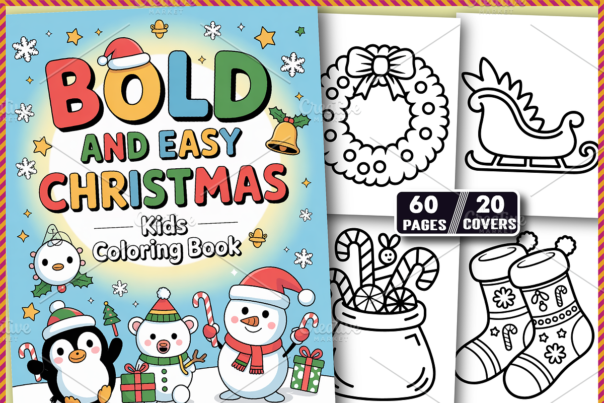 Bold & Easy Christmas Coloring Book, an Illustration by Ink Gallery (Photo 1 of 4)
