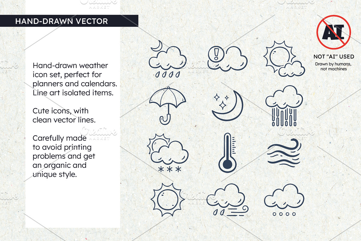 WEATHER FORECAST DOODLE ICONS, an Outline Icon by insemar (Photo 2 of 4)