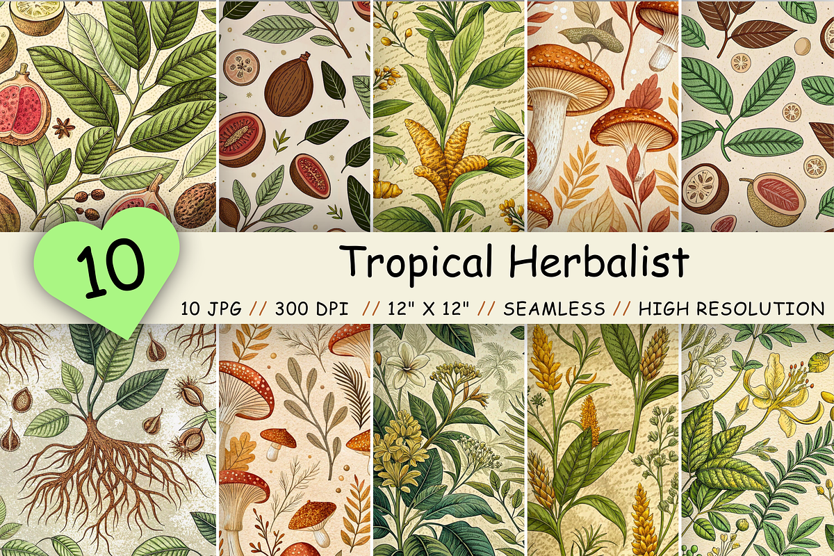 Tropical Herbalist Seamless Pattern, a Pattern Graphic by FloridPrintables (Photo 1 of 7)