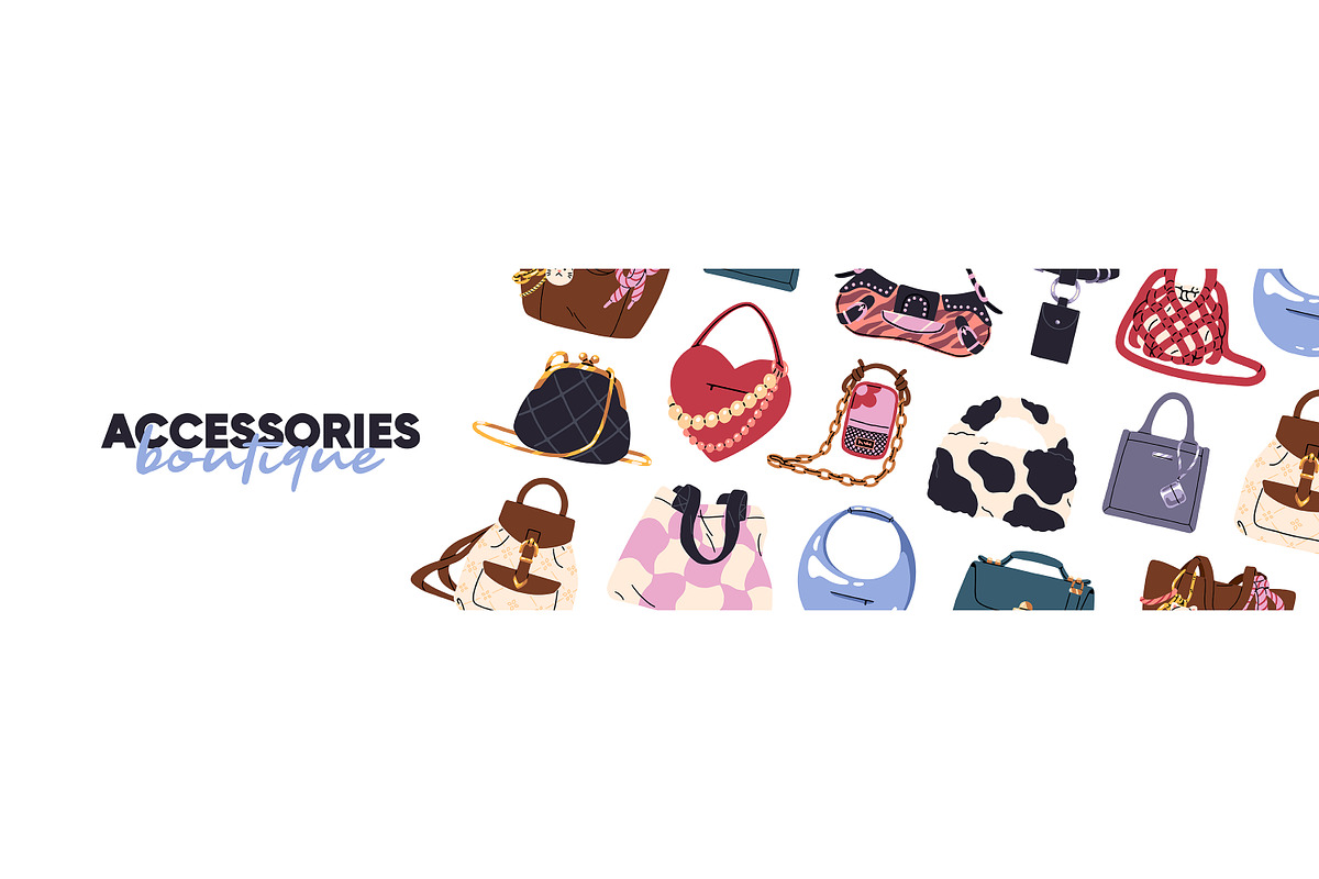 Stylish bags set + banner + pattern, an Object Illustration by PaperTrident (Photo 2 of 3)