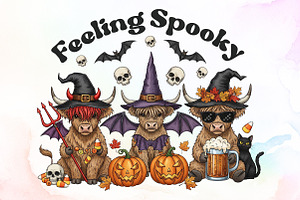 Feeling Spooky Png-Witchy Cows & Pum, an Illustration by Sublimation Artist
