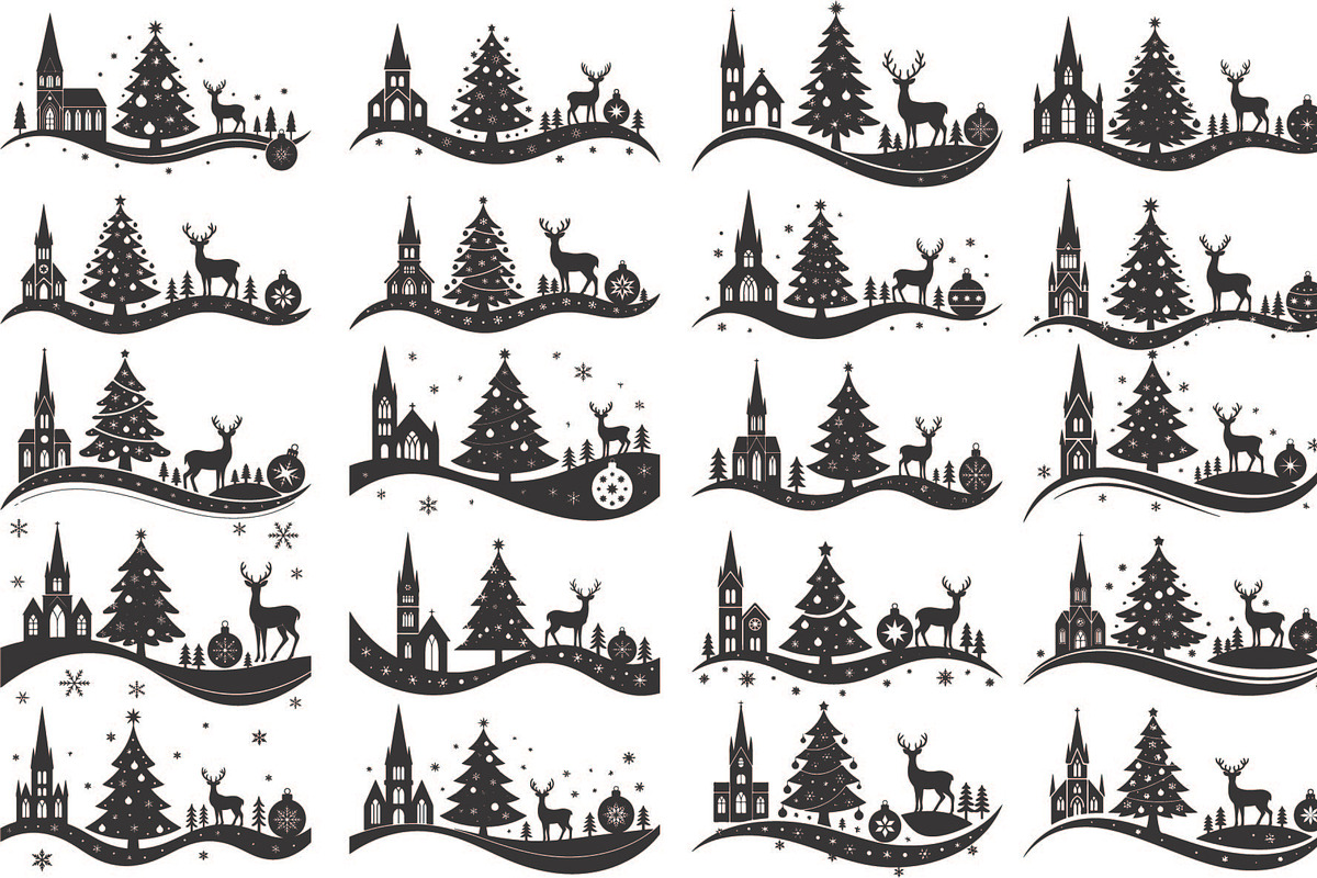 Christmas silhouette illustration, an Illustration by Amazin_art (Photo 1 of 21)