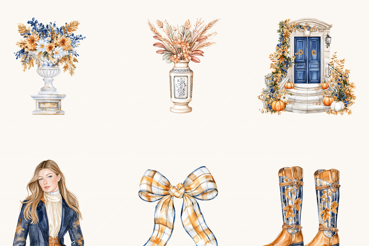 Watercolor Countryside Fall Clipart, a Seasonal Illustration by BusyDaydesign (Photo 6 of 9)