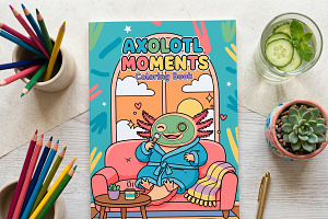 Axolotl Moments Coloring Printable, an Object Graphic by Image for Sale
