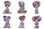 Whimsical Autumn Girls Clipart, a Seasonal Illustration by Daily.Designs (Thumbnail 5 of 5)