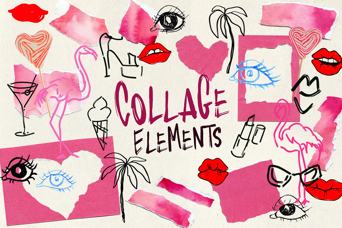 Just Pink collage background texture, an Object Graphic by Yuliya Derbisheva (Photo 3 of 14)