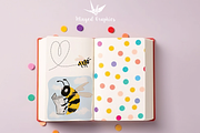 Fun illustrated bee scenes set of 5, an Animal Illustration by Winged Graphics (Thumbnail 2 of 3)