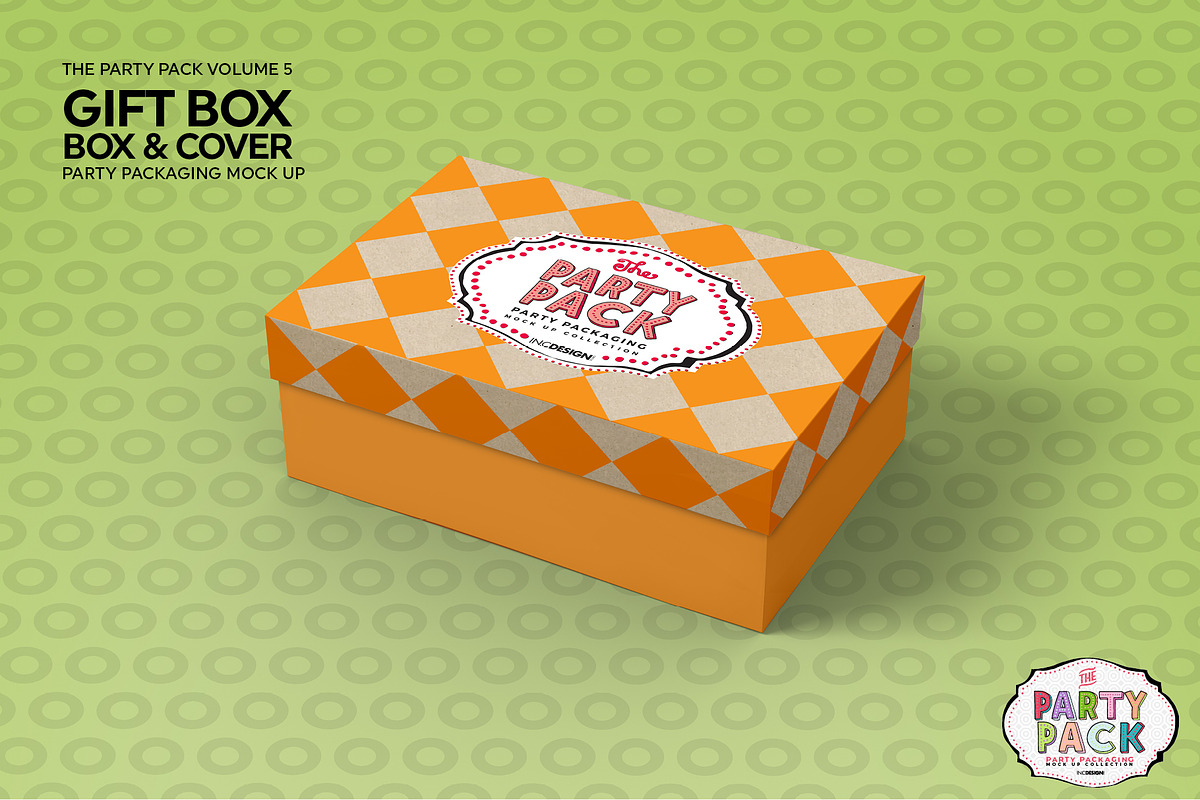 Gift Box with Cover Packaging Mockup, a Packaging Mockup by INCDesign (Photo 6 of 7)