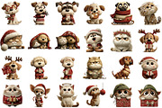 Whimsical Christmas Cat and Dog Clip, an Illustration by Sublimation Artist (Thumbnail 2 of 6)