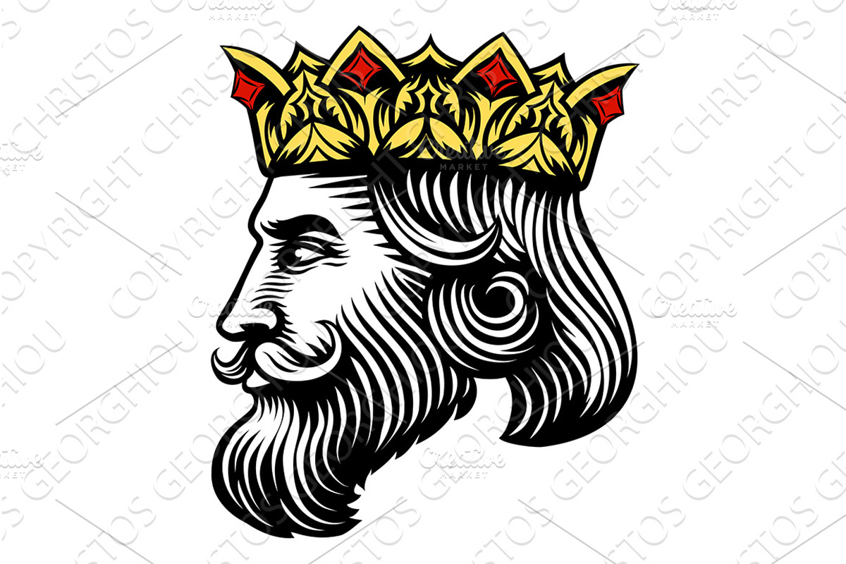King Medieval Crown Head Face, a Person Illustration by Christos Georghiou