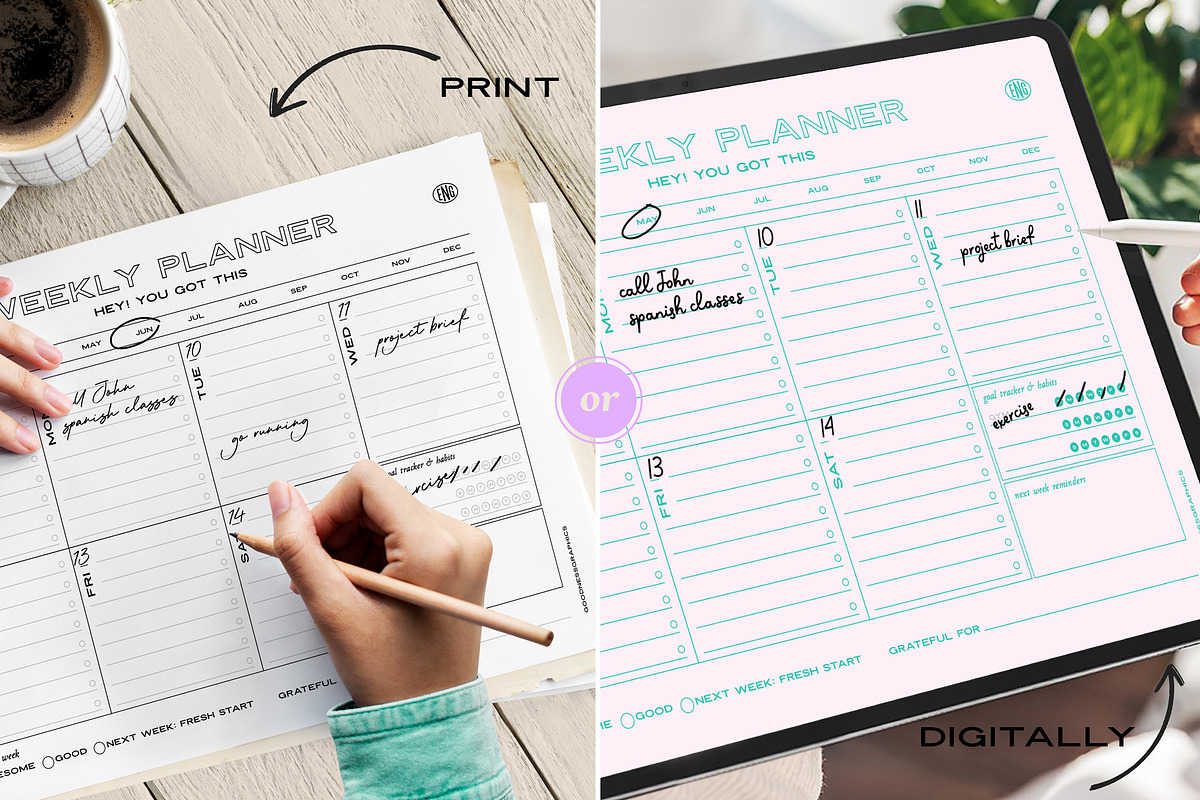TIME MANAGEMENT_WEEKLY Planner Set, a Stationery Template by GoodNess Graphics (Photo 2 of 8)