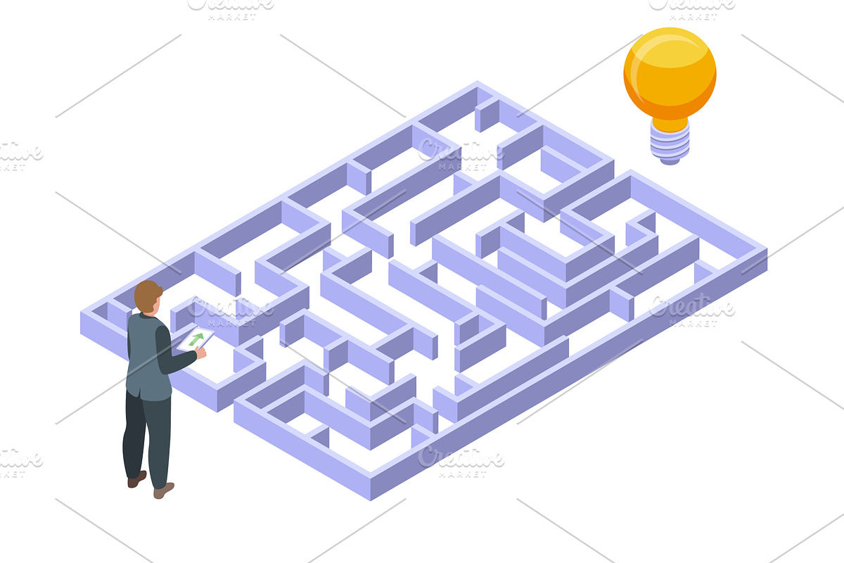 Isometric business maze. Office, a Person Illustration by Valerie Bodnar