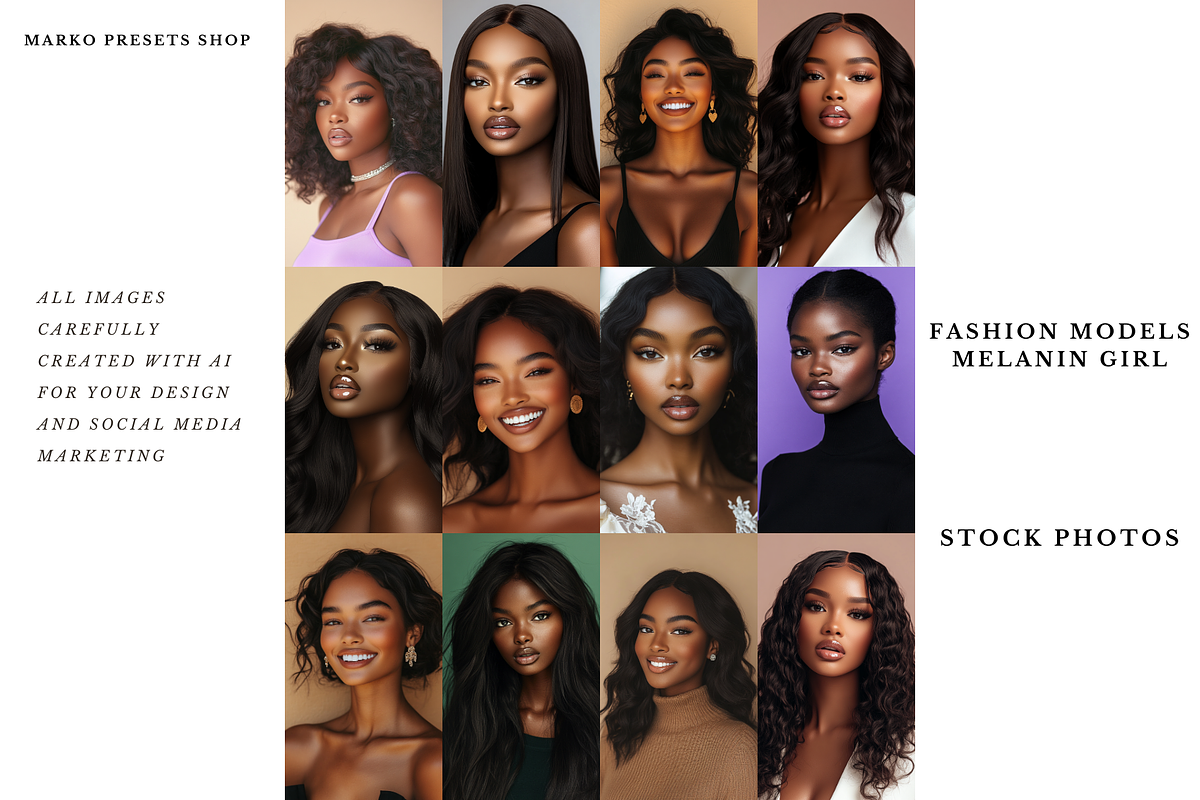 Melanin Beauty Models Stock Images, a Beauty & Fashion Photo by MarkoPresets (Photo 3 of 10)