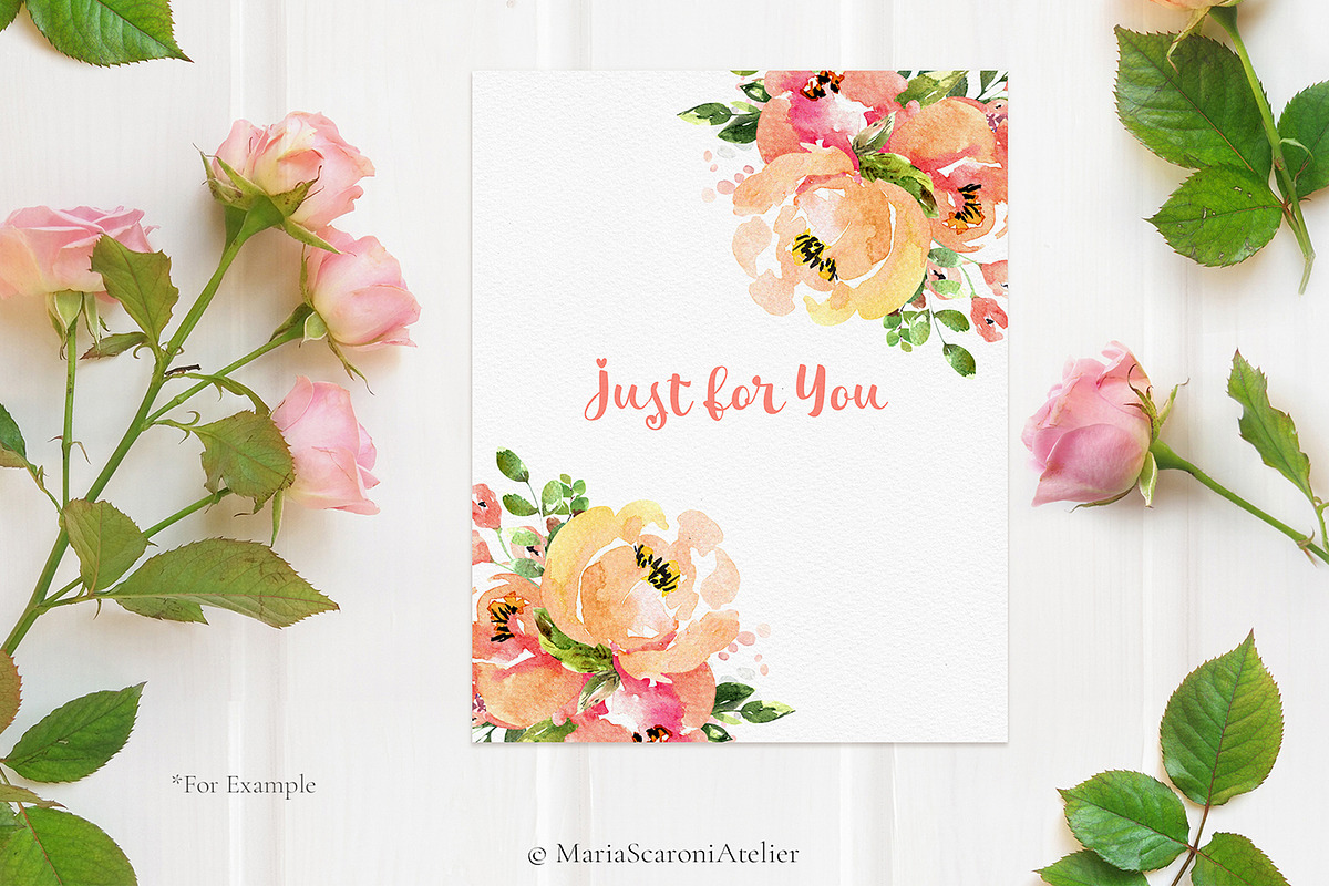 Rosa Albicocca - Watercolor Bouquet, an Illustration by MariaScaroniAtelier (Photo 2 of 3)