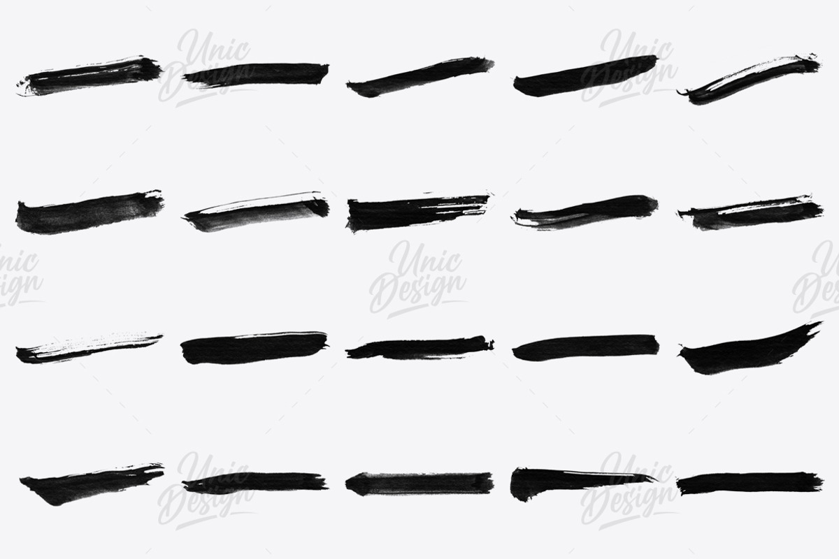 20 Ink Stroke Photoshop Brushes, a Brush Add-On by UnicDesign (Photo 2 of 2)