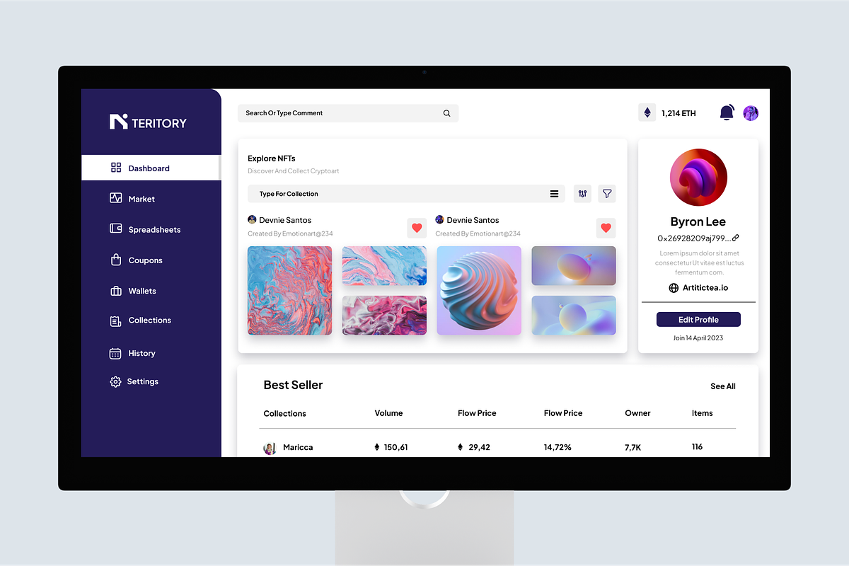 Teritory - NFT Admin Dashboard, an UI Kit Template by Annora Studio (Photo 5 of 6)