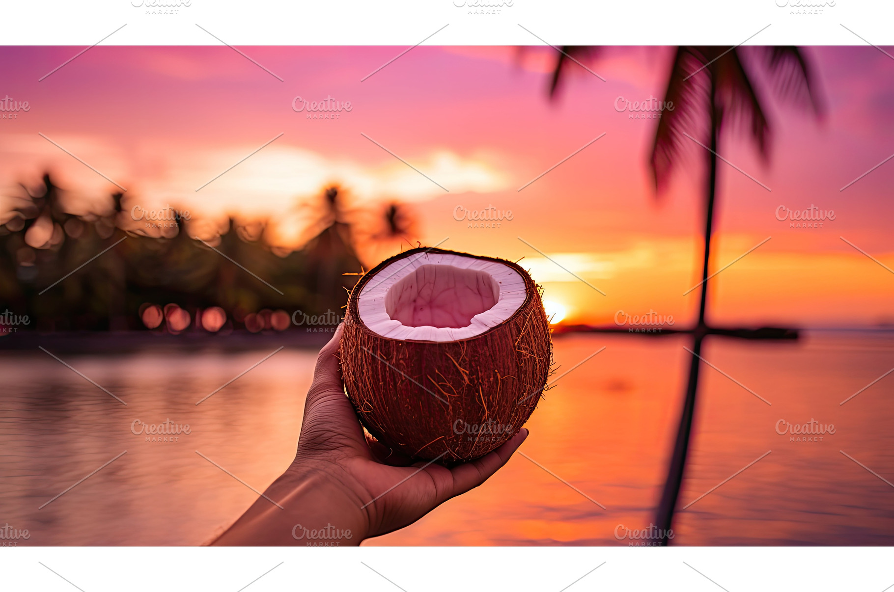 sunperson view coconut background ai, a Nature Photo by pikepicture
