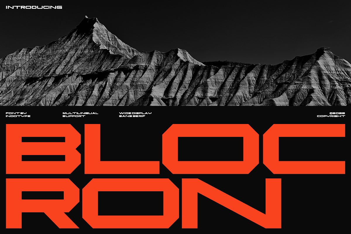 Blocron - Wide Display Sans Serif, a Sans Serif Font by Indotype Foundry (Photo 1 of 10)