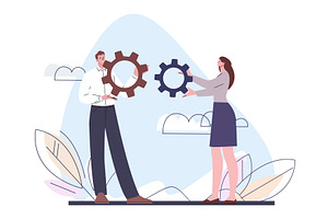 Work collaboration. Man and woman, a Person Illustration by Valerie Bodnar
