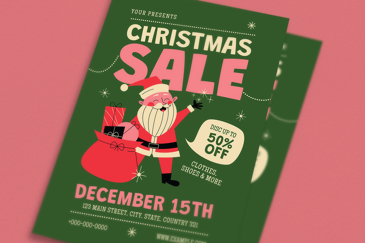 Modern Retro Christmas Sale Flyer, a Flyer Template by VectorVactory (Photo 3 of 3)
