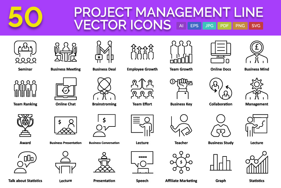 Project Management Vector Icon, an Outline Icon by Vector Portal