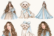 Cinderella Blue Aesthetic Clipart, a Seasonal Illustration by BusyDaydesign (Thumbnail 2 of 9)