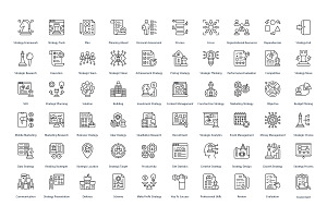 Strategy Building Outline Icons