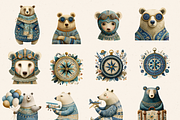 BLUE FOLK BEAR BABY SHOWER CLIPART, an Animal Illustration by Daring Digies (Thumbnail 4 of 9)