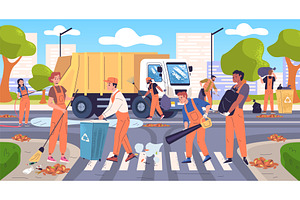 Janitors clean street. City cleaners, a Person Illustration by Stock-Smart-Start