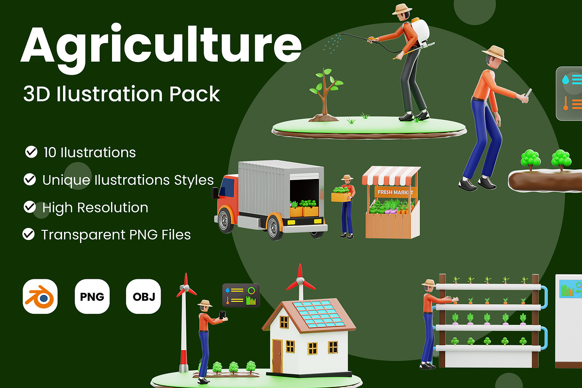 Agriculture 3D Illustration Pack, a 3D by novia99design (Photo 1 of 6)
