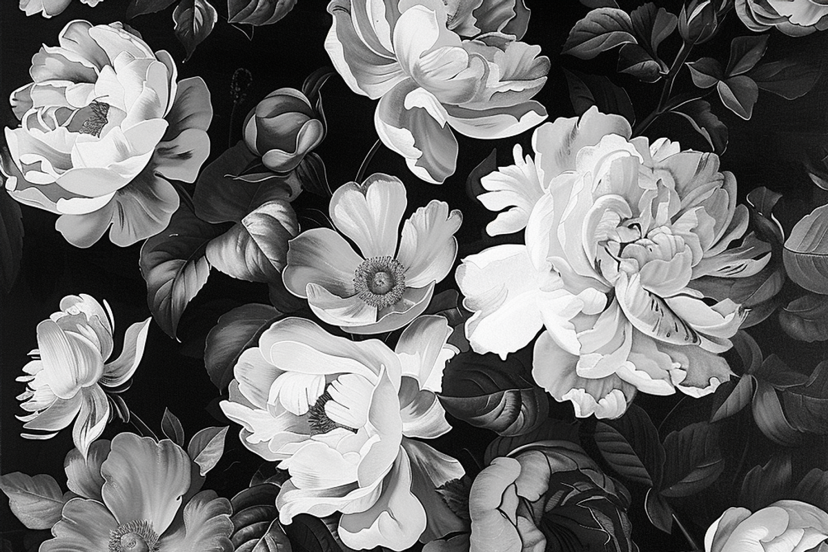Vintage Black White Flowers, a Background Graphic by Printable Treasure (Photo 8 of 8)