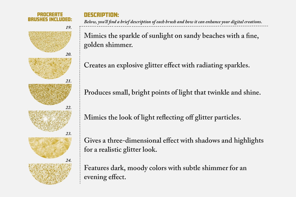Gold & Glitter Procreate Brushes preview 5