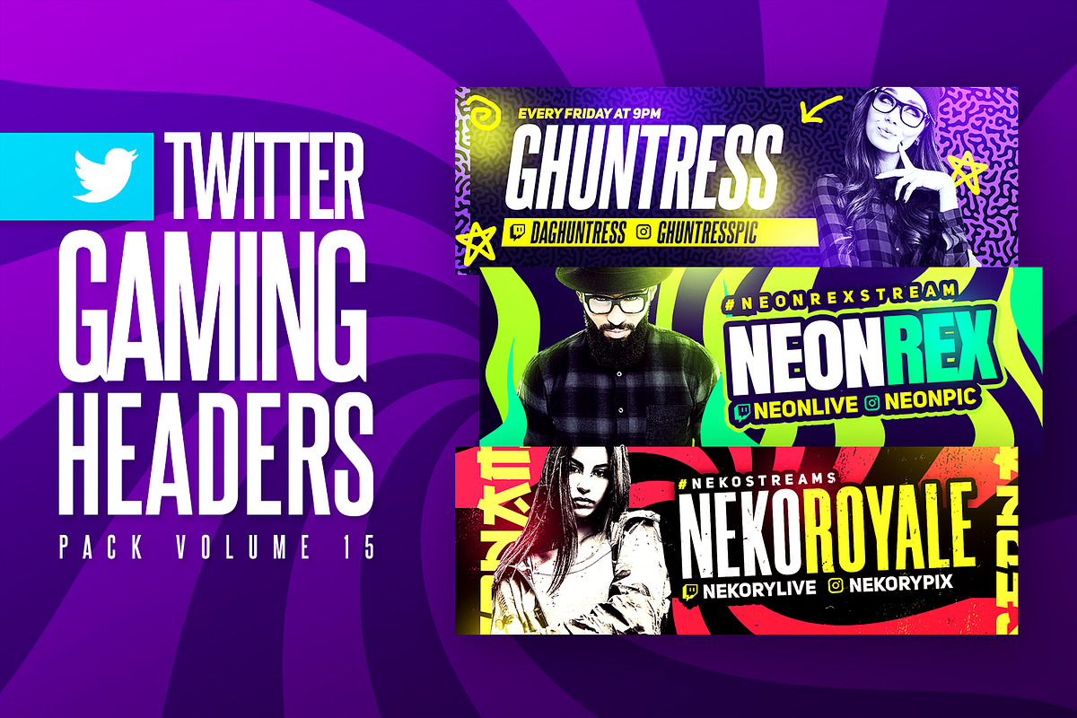 Gaming Twitter Headers Pack 15, a Social Media Template by Odin_Design