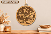 Santa Reindeer Laser Cut Christmas, a Seasonal Illustration by CraftArtStudio (Thumbnail 1 of 3)