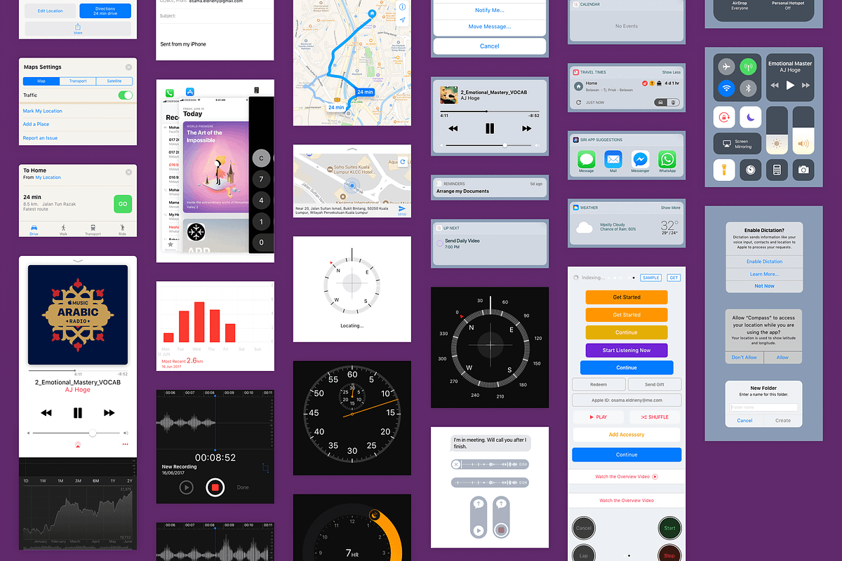 iOS11 GUI KIT Illustrator Sketch XD, an UI Kit Template by Ui Markets (Photo 9 of 21)