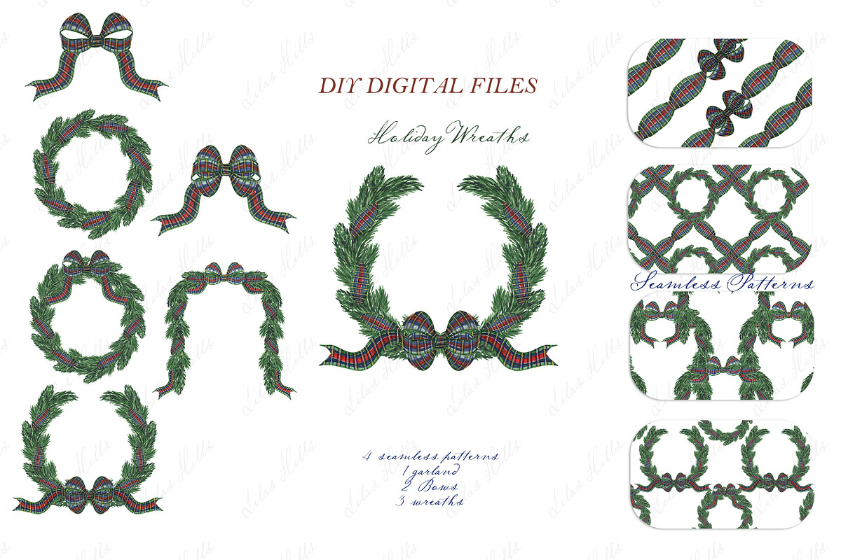 Christmas Wreaths Clipart Collection, a Decorative Illustration by LABFcreations (Photo 4 of 4)