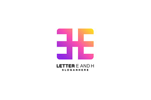 Letter E And H Logo Initial Design