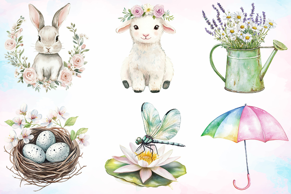 Watercolor Spring Clipart Bundle, an Illustration by Canvas Craft (Photo 3 of 3)