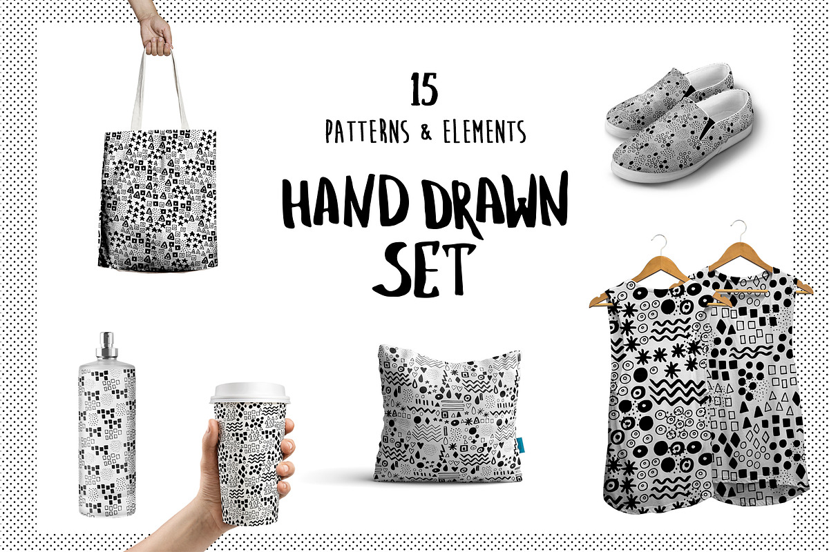Hand Drawn B&W Pattern Collection, a Pattern Graphic by leffka (Photo 1 of 5)