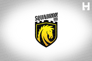 Horse Shield Military Crest Logo