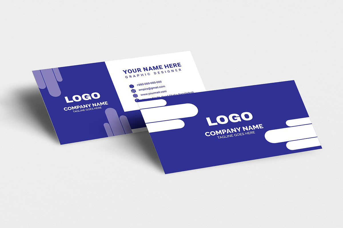 Modern blue name business card, a Business Card Template by Vitoria's Collection (Photo 2 of 4)