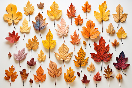 Vibrant autumn leaves set in white b, a Photo by SaroStock