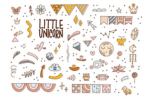 Little Unicorn Vector Clipart Set