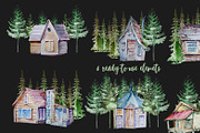 Watercolor Forest House Clipart, a Seasonal Illustration by ArtCreationsDesign (Thumbnail 3 of 3)